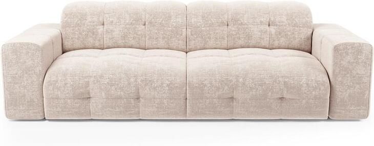 SIA Home 4-zitsbank in crèmekleurig fluweel met reliëfdruk