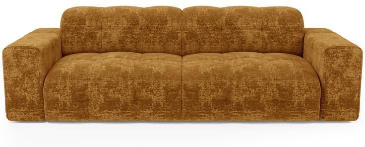 SIA Home 4-zitsbank in mosterdkleurig fluweel met reliëf