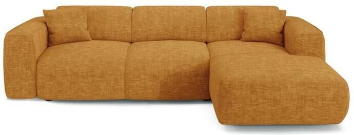 SIA Home 5-zits hoekbank in mosterdgeel fluweel