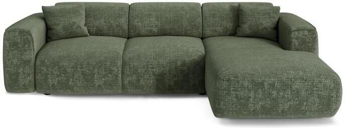 SIA Home 5-zits hoekbank in smaragdgroen reliëffluweel