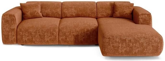 SIA Home 5-zits hoekbank in terracotta reliëffluweel