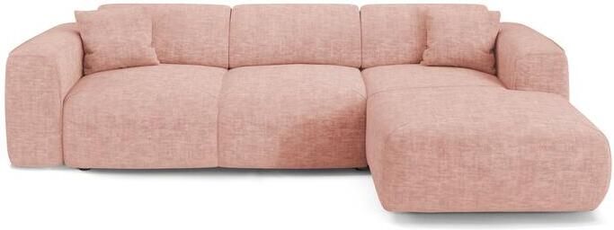 SIA Home 5-zits hoekbank in vintage roze structuurfluweel