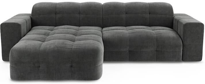 SIA Home 5-zits hoekbank links in grafietgrijs fluweel 230cm