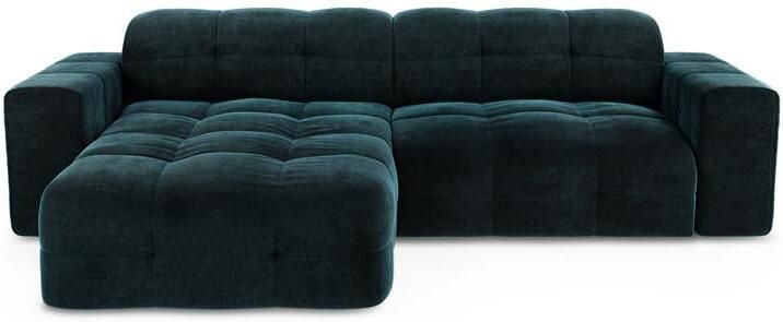 SIA Home 5-zits hoekbank links in pauwblauw fluweel 230cm