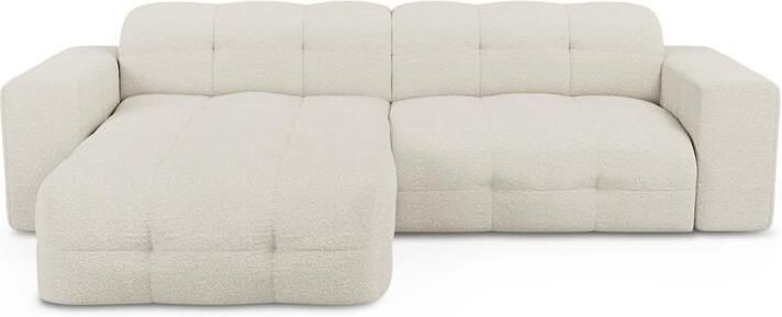 SIA Home 5-zits linker hoekbank in crème bouclette stof 230cm