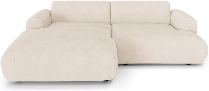 SIA Home 5-zits linker hoekbank in crèmekleurig ribfluweel 266cm