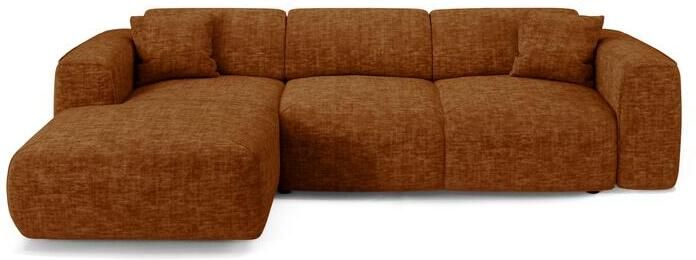 SIA Home 5-zits linkerhoek slaapbank in bruin structuurfluweel