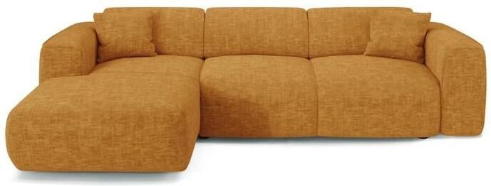 SIA Home 5-zits linkerhoek slaapbank in mosterdgeel fluweel