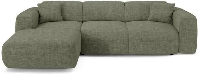 SIA Home 5-zits linkerhoek slaapbank in saliegroen structuurfluweel