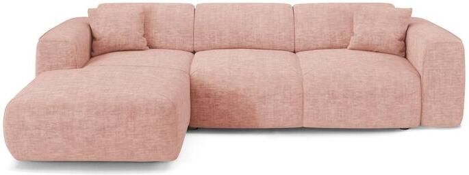 SIA Home 5-zits linkerhoek slaapbank in vintage roze structuurfluweel