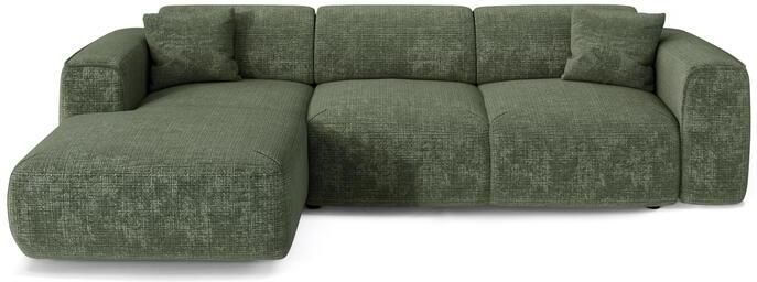 SIA Home 5-zits linkerhoekbank in smaragdgroen reliëffluweel