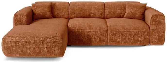 SIA Home 5-zits linkerhoekbank in terracotta reliëffluweel