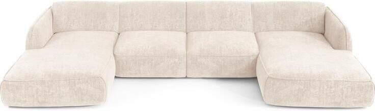 SIA Home 5-zits panoramische bank in crème fluweel 346cm