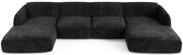 SIA Home 5-zits panoramische bank in zwart fluweel 346cm