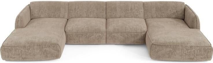 SIA Home 5-zits panoramische sofa in taupe fluweel 346cm