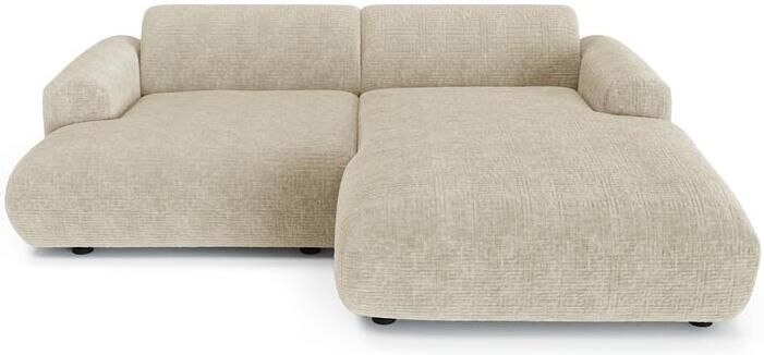 SIA Home 5-zits rechte hoekbank in fluweel met crèmepatroon 266cm