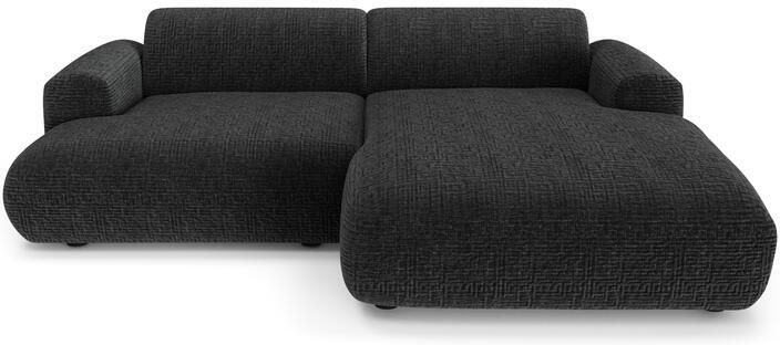 SIA Home 5-zits rechter hoekbank in zwart fluweel met patroon 266cm