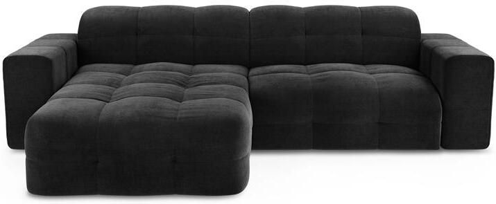 SIA Home Bank links hoek 5 zits zwart fluweel 230cm