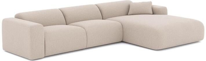 SIA Home Beige geweven stof brede rechter hoekbank 280cm
