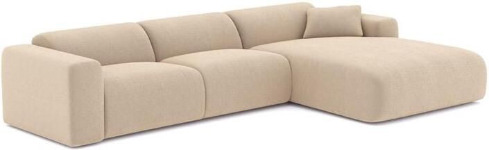 SIA Home Beige ribfluwelen brede hoekbank rechts 280cm