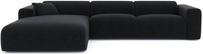 SIA Home Brede hoekbank links in fluweel met antraciet patroon