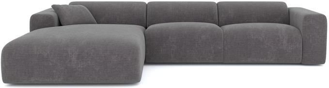 SIA Home Brede hoekbank links in grijs fluweel met patroon