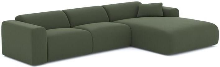 SIA Home Brede rechthoekige bank in olijfgroene geweven stof 280cm