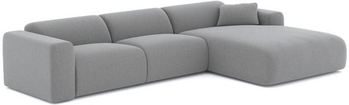 SIA Home Brede rechthoekige sofa in lichtgrijze geweven stof 280cm