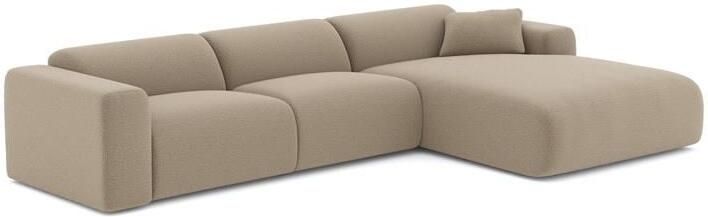 SIA Home Brede rechthoekige sofa in taupe bouclette stof 280cm