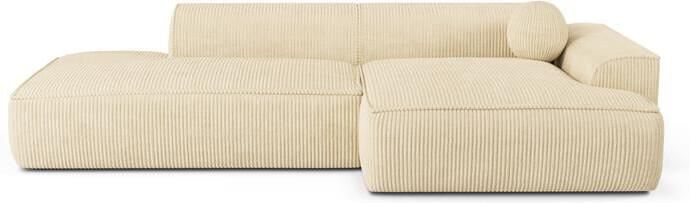 SIA Home Crème ribfluwelen rechthoekige bank 300cm