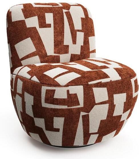 SIA Home Draaifauteuil in structuurstof met terracotta patroon