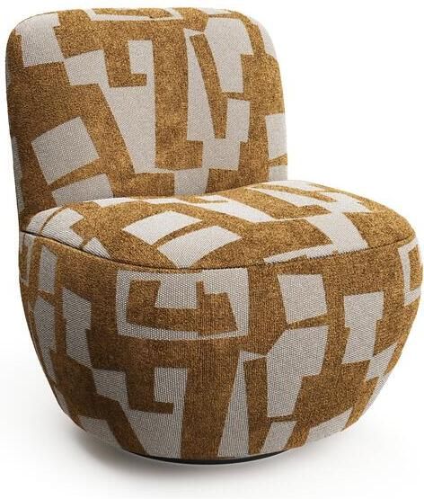 SIA Home Draaistoel met mosterdkleurige textuur