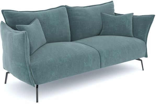 SIA Home 4-zits fluwelen bank met oceaanblauw patroon