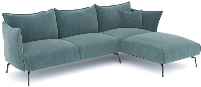 SIA Home Fluwelen hoekbank met oceaanblauw patroon