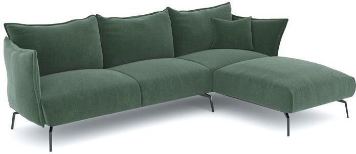 SIA Home Fluwelen hoekbank met smaragdgroen patroon rechts