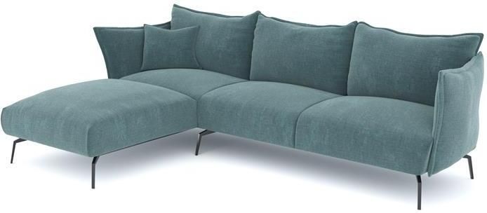 SIA Home Fluwelen linkerhoekbank met oceaanblauw patroon