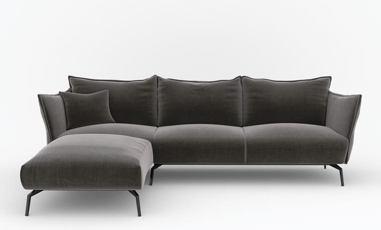 SIA Home Grafietgrijze fluwelen linkerhoekbank