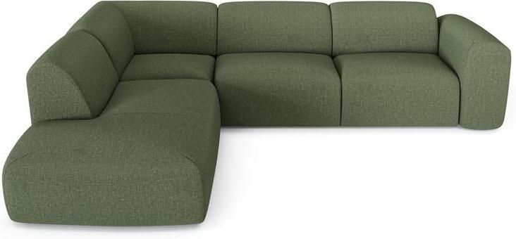 SIA Home Grote hoekbank links 5 zitplaatsen olijfgroene geweven stof