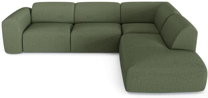 SIA Home Grote rechthoekige 5-zitsbank in olijfgroene geweven stof