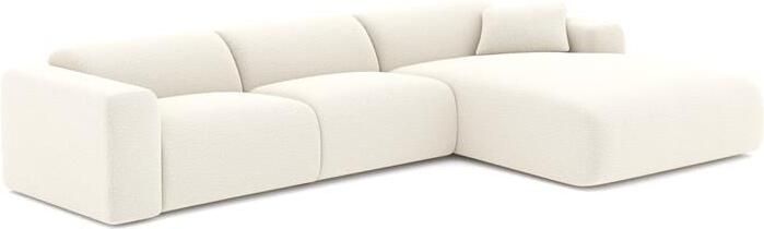 SIA Home Grote rechthoekige bank in crème bouclette stof 280cm