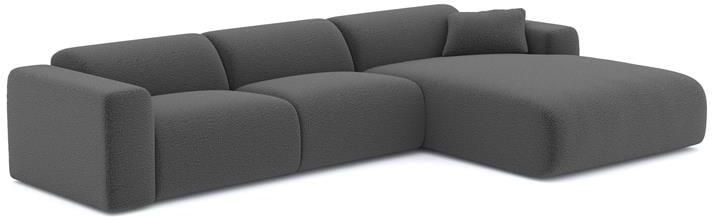 SIA Home Grote rechthoekige bank in grafietgrijze bouclette stof 280cm