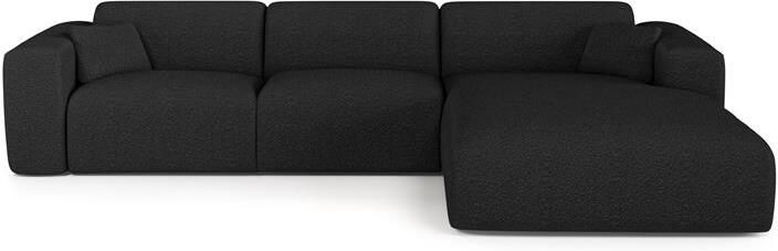 SIA Home Hoekbank dunlopillo 5 zits bouclette zwart