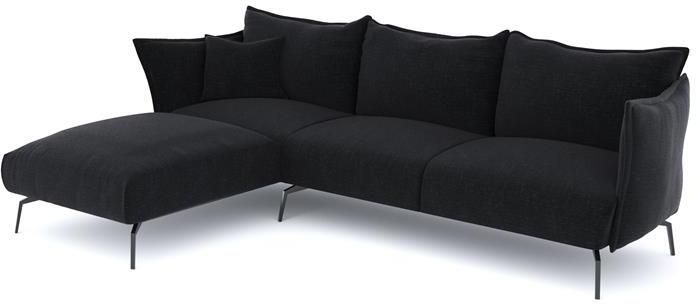 SIA Home Hoekbank links in fluweel met antraciet patroon