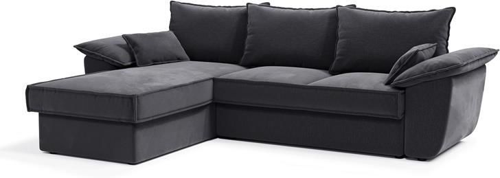 SIA Home Hoekbank links in grafietgrijs fluweel 257cm
