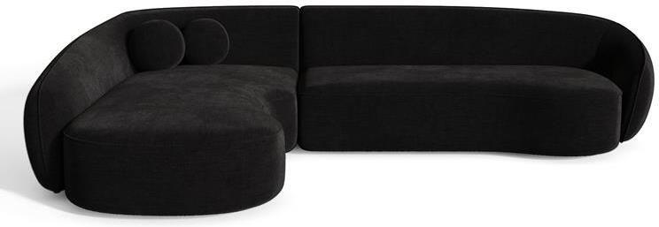 SIA Home Hoekbank links in zachte geweven stof zwart 290cm