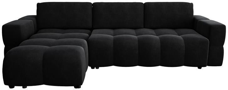 SIA Home Hoekbank links in zwart fluweel 286cm