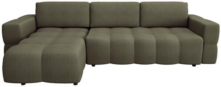SIA Home Hoekbank links met boxzitting in groen geweven stof 286cm
