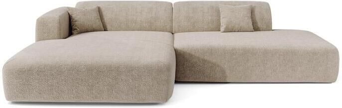 SIA Home Hoekbank links open 5-zits beige fluweel met patroon