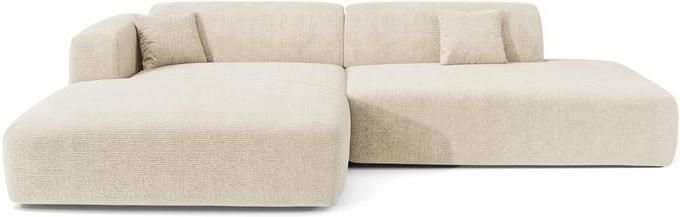 SIA Home Hoekbank links open crèmekleurig fluweel 5 zitplaatsen