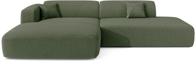 SIA Home Hoekbank links open olijfgroene geweven stof 5-zits